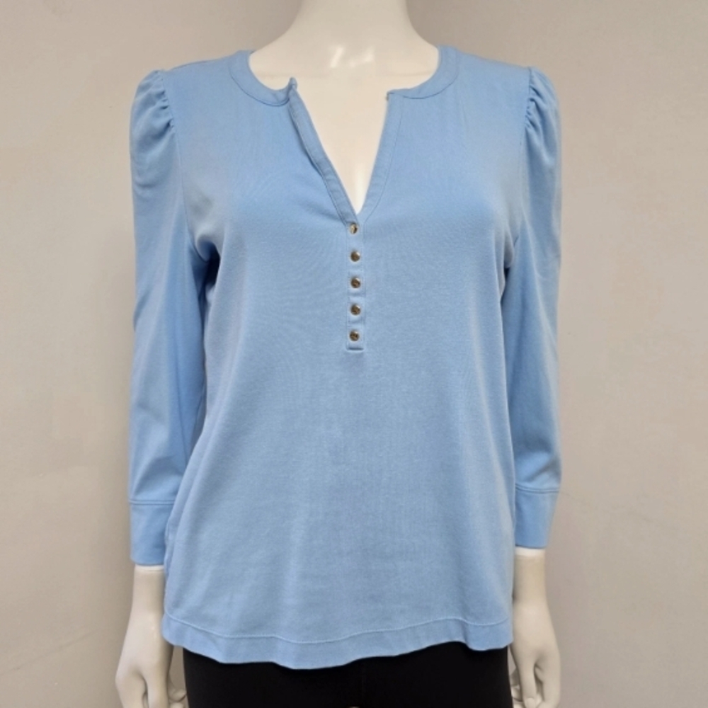 Women's Light Blue Button-Front Top